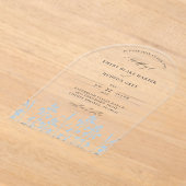 Wildflowers Peri Blue Modern Arch Clear Wedding Acryl Uitnodigingen (Laagn)