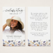 Wildflowers Photo In Loving Memory Prayer Card (Devant & derrière)