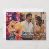 Wildflowers Plum Bewaar de datum fotokaart Save The Date (Voorkant)