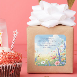 Wildflowers & Quote Vierkante Sticker