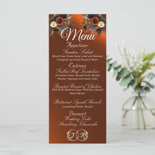 Wildflowers & Ribbon - Koperbruiloft Menu (Staand voorkant)