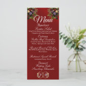 Wildflowers & Ribbon - Rode bruiloft Menu (Staand voorkant)