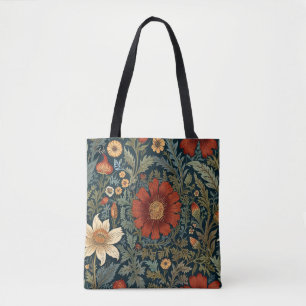 Wildflowers Rood Patroon William Morris Style Draagtas