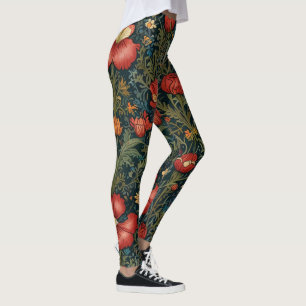 Wildflowers Rood Patroon William Morris Style Leggings