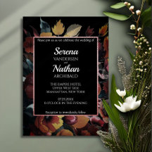Wildflowers Roos Gold Classic Wedding Invitation