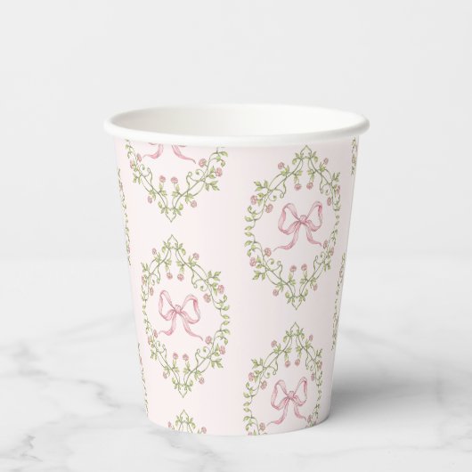 Wildflowers roze lint Bow Coquette baby shower Papieren Bekers (Achterkant)