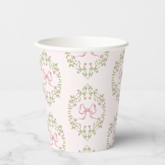 Wildflowers roze lint Bow Coquette baby shower Papieren Bekers (Voorkant)