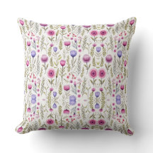 Wildflowers Seamless Pattern Throw Pillow