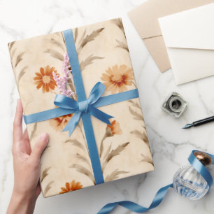 Wildflowers Terracotta Botanische Patroon Cadeaupapier