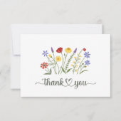 Wildflowers Typografie bruiloft Bedankkaart (Voorkant)