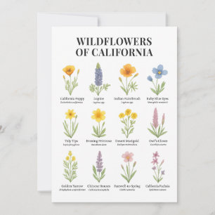 Wildflowers van Californië - Botanische Waterverf Kaart