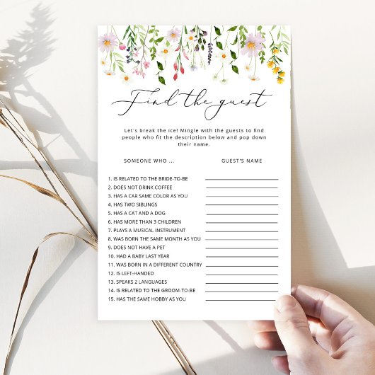 Wildflowers Vind het gast vrijgezellenfeest spel