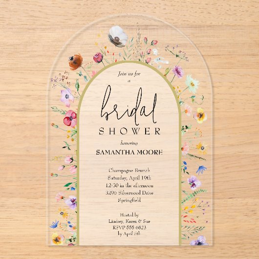 Wildflowers Vrijgezellenfeest Acryluitnodiging Acryl Uitnodigingen (Voorkant)