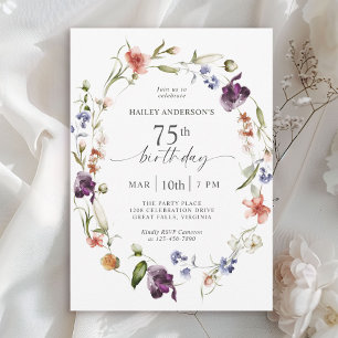 Wildflowers Vrouwelijke Bloemen 75e Verjaardagsfee Kaart
