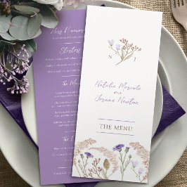 Wildflowers waterverf herfstbruiloft Flat Menu