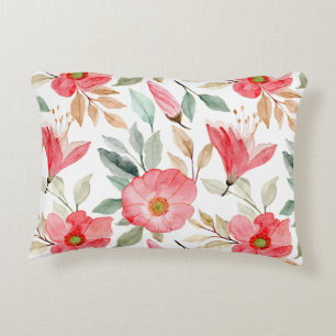 Wildflowers Waterverf Pattern – kleurrijke bloemen Accent Kussen
