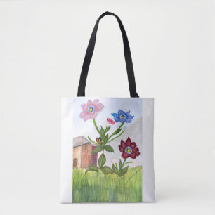 Wildflowers Waterverf Schilderen Canvas tas