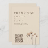 Wildflowers Wedding Dank u kaart met QR-code (Voorkant / Achterkant)