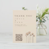 Wildflowers Wedding Dank u kaart met QR-code (Staand voorkant)