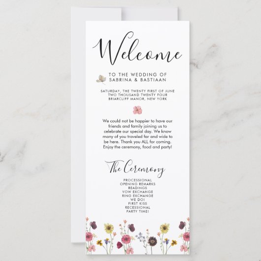 🌸 💍 Wildflowers Wedding Welkomstprogramma (Voorkant)