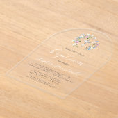 Wildflowers Zilveren Kruis Wit Script Doop Acryl Uitnodigingen (Laagn)