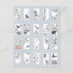 Wildflowers Zwarte inkt Pen Schetsen Botanische Ku Briefkaart