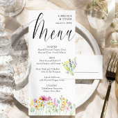 Wildflowerweide Elegant Script Bruiloft Menu