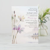 Wildflowes Neutrale kleuren Waterverf Bruiloft Kaart (Staand voorkant)