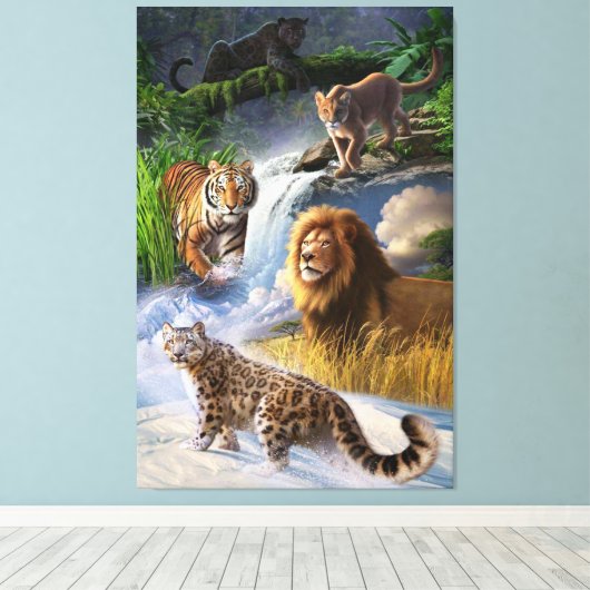 Wildkatten Canvas Afdruk (Insitu (Houten vloer))