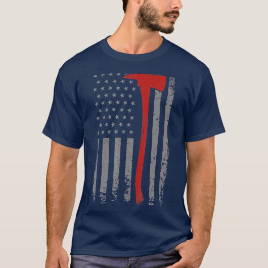 Wildland Firefighter Axe American Flag Thin Red T-shirt (Voorkant)