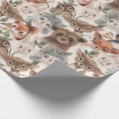 Wildlife Animal Pattern Fox Herten Egel Cadeaupapier (Hoek)
