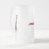 Wildlife Art Giraffes Aangepaste naam Matglas Bierpul (Voorkant links)