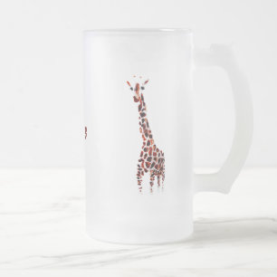 Wildlife Art Giraffes Aangepaste naam Matglas Bierpul