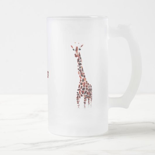 Wildlife Art Giraffes Aangepaste naam Matglas Bierpul (Rechts)