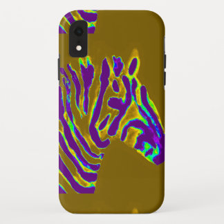 Wildlife Art Paars Gold Striped Zebra iPhone XR Hoesje