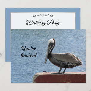 Wildlife Brown Pelican Water Foto Birthday Kaart