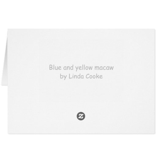 Wildlife card featuring a macaw, blank inside. (Dos Horizontal)