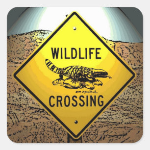 Wildlife Crossing Voorzichtigheid Artistieke Road  Vierkante Sticker