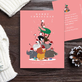 Wildlife Dieren Kerstboom Feestdagenkaart