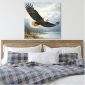 Wildlife Eagle Flying Lake Canvas Afdruk (Insitu (Slaapkamer))
