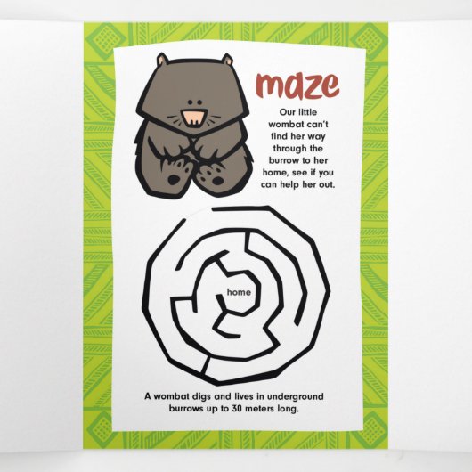 Wildlife Echidna Puzzle Wenskaart Trifold Drieluik Wenskaart (Binnenkant midden)