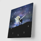 Wildlife Elk en Moon Vierkante Klok (Hoek)