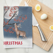 Wildlife en moon van de kerstwinter theedoek (Quarter Fold)