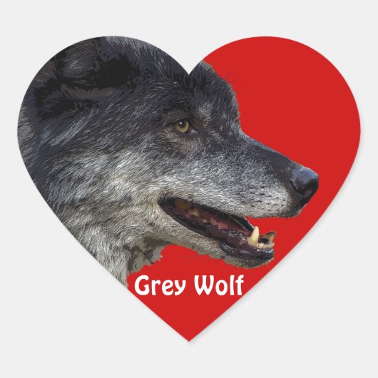 Wildlife Grey Wolf Animal-lover-ontwerp Hart Sticker (Voorkant)