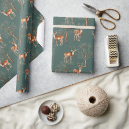  Wildlife Herten Groen Cadeau Cadeaupapier