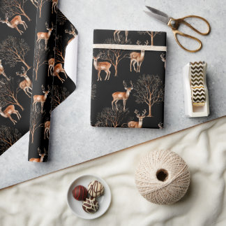 Wildlife Herten Neutrale Jacht Zwart Cadeaupapier