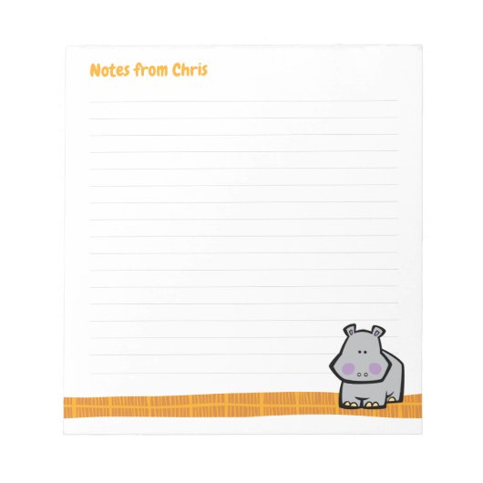 Wildlife Hippo Note Pad Notitieblok (Voorkant)