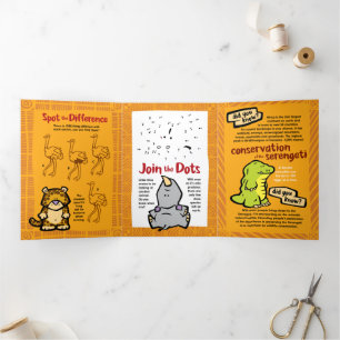 Wildlife Hippo Puzzle Wenskaart Trifold Drieluik Wenskaart