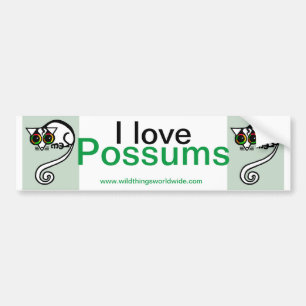 Wildlife - Ik hou van POSSUMS - Dierenvriend - Bumpersticker
