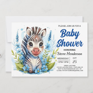 Wildlife Joyful Adventure Zebra Boy Baby shower Kaart